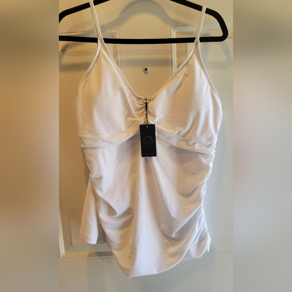 RELLECIGA Swim White Ruched Camisole Tankini Top
